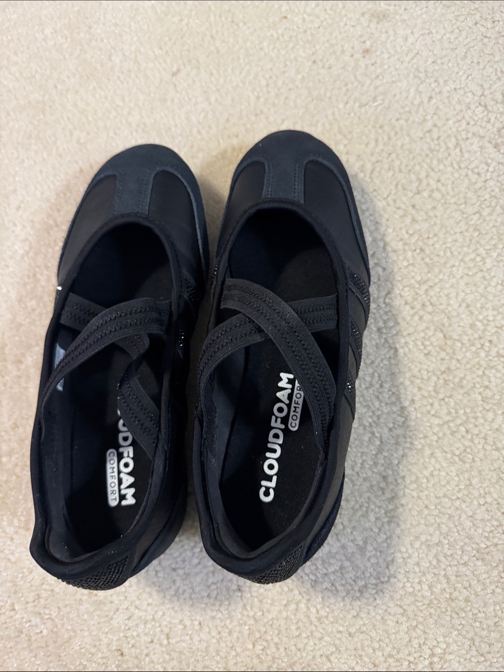 adidas Women's Black Cloudfoam Cross-Strap Slip-On Sneakers
